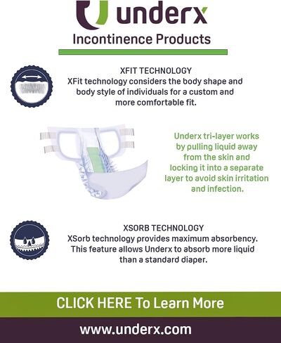 UnderX Disposable Tabbed Briefs - Xtreme Absorbency Incontinence Underwear, Superior Fit with X-Large 80 Count in Saudi Arabia