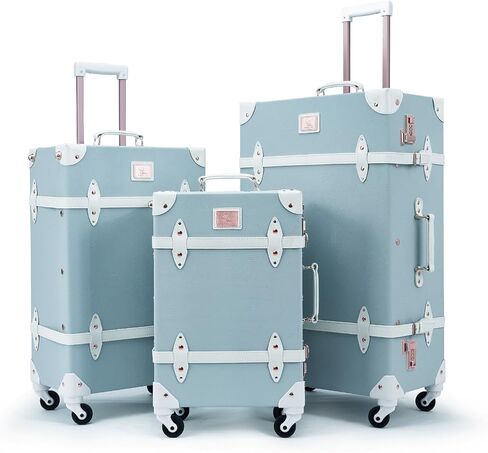 Unitravel Vintage Suitcase Set for Women, 3 Piece PU Leather Retro Luggage Sets, Hardside Spinner Travel Trunk with Combo Lock, 20''/24''/28'', Leopard in Saudi Arabia