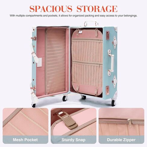 Unitravel Vintage Suitcase Set for Women, 3 Piece PU Leather Retro Luggage Sets, Hardside Spinner Travel Trunk with Combo Lock, 20''/24''/28'', Leopard in Saudi Arabia