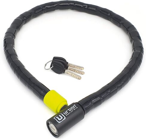 قفل كابل Phyton Urban UR5100، كابل فولاذي مقوى مع درع مفصلي مرن للغاية، قفل أمان عالي، كابل مدرع مضاد للسرقة للدراجات النارية، الدراجة الكهربائية، سكوتر، 100 سم / 3.3 قدم in Kuwait