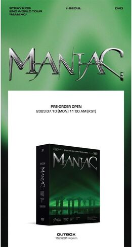 محتويات الجولة العالمية الثانية لـ Stray Kids MANIAC في سيول + كتاب الصور + ملصق قابل للطي على العبوة + تتبع SKZ مختوم (مجموعة كاملة (DVD + Blu-ray)) in Kuwait