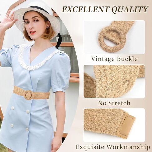 SeptCity Woven Belts for Women, Wide Women Belts for Dresses and Jeans, Boho Stretchy Ladies Belts Gift for Christmas in Kuwait