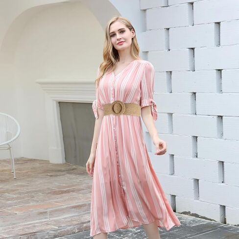 SeptCity Woven Belts for Women, Wide Women Belts for Dresses and Jeans, Boho Stretchy Ladies Belts Gift for Christmas in Kuwait