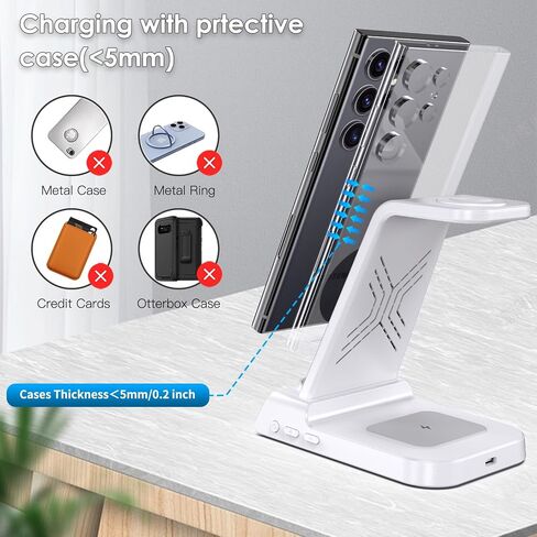 Wireless Charger for Samsung S25 with Clock 3 in 1 Android Charging Station in Kuwait