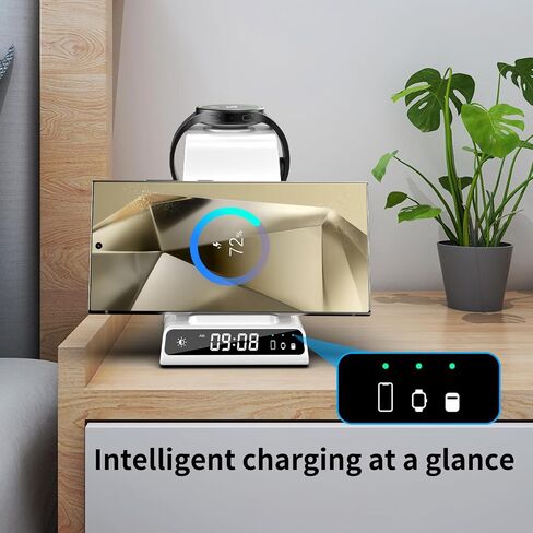 Wireless Charger for Samsung S25 with Clock 3 in 1 Android Charging Station in Kuwait