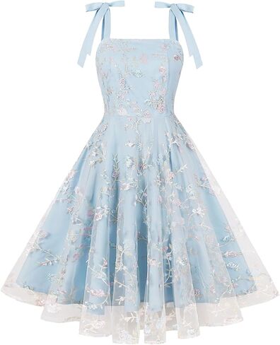 IBTOM CASTLE Women Floral Dress Summer Boho Corset Square Neck Strapped Swing A Line Beach Wedding Party Vintage Ball Gown in Saudi Arabia