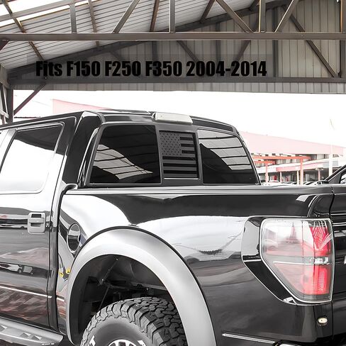 Fits Ford F150 F250 F350 2004-2024 Rear Middle Back Sliding Window American US Flag Vinyl Decal Matte Black Exterior Accessories in Kuwait