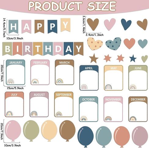 Happy Birthday Bulletin Board Decoration Boho Classroom Birthday Bulletin Board Cutouts Happy Birthday Chart Poster Calendar for Wall Chalkboard Classroom Themes Decoration Favor in Kuwait