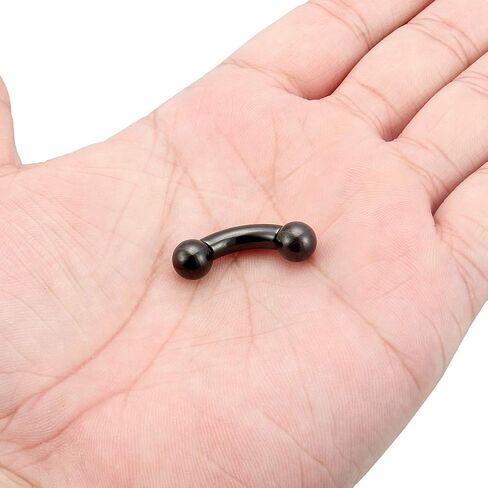 Kridzisw PA Ring 2G 4G 6G 8G Internally Threaded Curved Barbell 12mm 16mm Black Bar 316L Surgical Steel Pierced Body Jewelry Sold Individually in Saudi Arabia