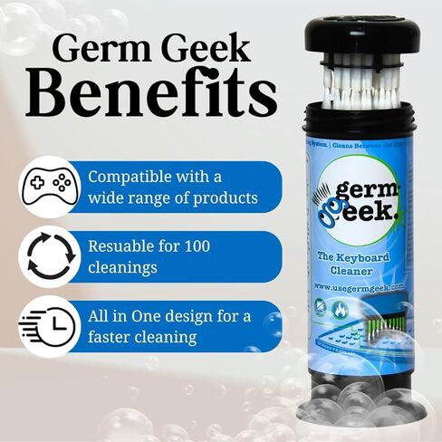 Germ Geek The Keyboard Cleaner منظف الغبار العالمي للوحة مفاتيح الكمبيوتر | إزالة الغبار عن الكمبيوتر المحمول | طقم تنظيف إلكترونيات المكتب، مزيل غبار الكمبيوتر in Kuwait