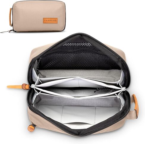 TRIPPED Travel Gear Tech Bag Organizer - Small Electronics Organizer Pouch for Travel - Premium Travel Case with Leather Accents - Mesh Pocket for Cables, Cords and Chargers in Saudi Arabia