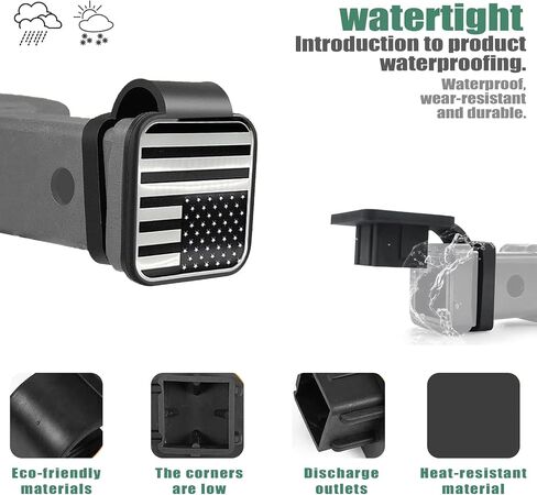 1 PC Trailer Hitch Plug Insert Cover, 2In Waterproof Vehicle Hitch Plug Protector, American Flag Design, Square Dustproof Hitch Receiver, Universal Heavy Duty Trailer Hitch Cover (Red) in Saudi Arabia