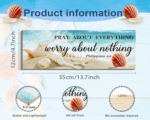 4 قطع من آيات الكتاب المقدس لتزيين الحائط، ديكور غرفة على شكل شاطئ المحيط، ديكور جداري فني ديني، لافتة خشبية فنية جدارية مسيحية لغرفة نوم الحمام (4.7 × 13.7 بوصة، الإيمان) in Kuwait