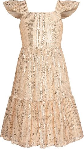 GRACE KARIN Girls Sequin Dress Flutter Sleeve A-Line Tie Back Sparkly Formal Party Dress for Girl 5-12Y in Saudi Arabia