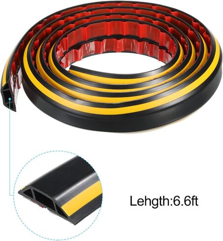 PATIKIL Floor Cord Cover Cable Protector Cable Raceway Hider 3.3ft Yellow Black Self Adhesive Extension Cable Management for Home Office 0.55" W x 0.28" H in Kuwait