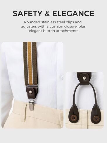 Suspenders for Men with Clip & 6 Buttons 1.4in Y-Shape Stainless Steel in Saudi Arabia