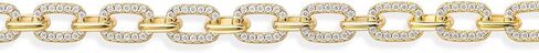 Gem Stone King 18K Yellow Gold Plated Silver Link Chain White Moissanite Bracelet For Women (1.47 Cttw, 6.6MM Width, Fully Adjustable Up to 8.25 Inch) in Saudi Arabia