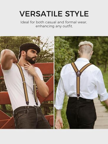 Suspenders for Men with Clip & 6 Buttons 1.4in Y-Shape Stainless Steel in Saudi Arabia