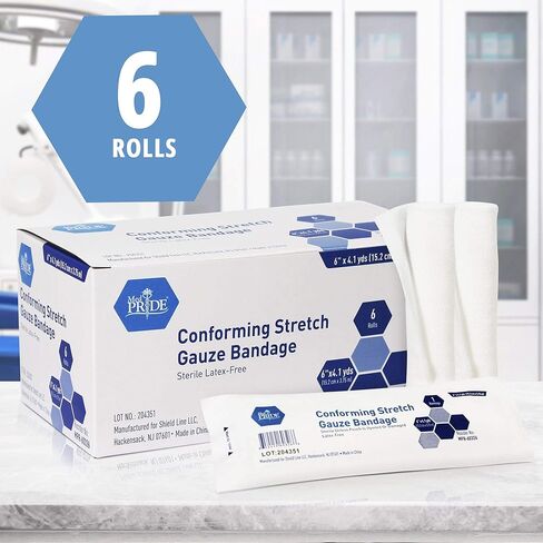 MED PRIDE Conforming Stretch Gauze Bandage Sterile Latex-Free Non-Adherent First Aid Wound Care Roll (2'' x 4.1 Yards) in Kuwait