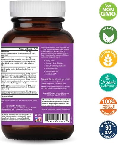 Pure ESSENCE LABS فيتامينات متعددة للنساء فقط، مكمل عشبي طبيعي مرة واحدة يوميًا مع فيتامين D3 وB12 والبيوتين مع الأطعمة الكاملة، 30 قرصًا in Kuwait