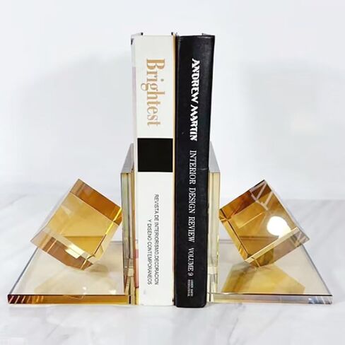 حاملات الكتب الزجاجية المزخرفة من الكريستال، نهايات الكتب شديدة التحمل مع الماس الأصفر لديكور الرف، سدادة كتب فريدة من نوعها in Kuwait