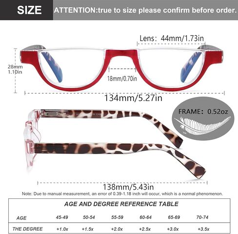 EYEURL Half Frame Reading Glasses for Women-5 Pack Blue Light Blocking Glasses Fashion Rimless Computer Readers for Women Anti UV Ray Eyeglasses with Spring Hinges,0.0 in Saudi Arabia