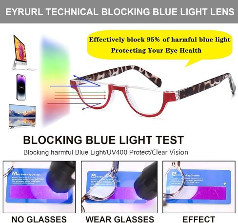 EYEURL Half Frame Reading Glasses for Women-5 Pack Blue Light Blocking Glasses Fashion Rimless Computer Readers for Women Anti UV Ray Eyeglasses with Spring Hinges,0.0 in Saudi Arabia