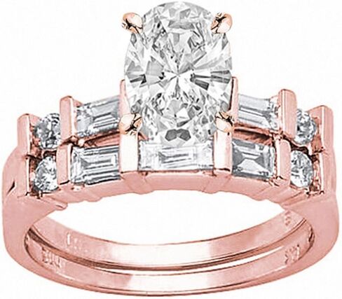 14K White Gold 3.75 Carat LAB GROWN DIAMOND Channel Set Baguette And Round Oval Cut Diamond Engagement Ring Bridal Wedding Set (G-H Color VS1-VS2 Clarity 3 Ct Center) in Saudi Arabia