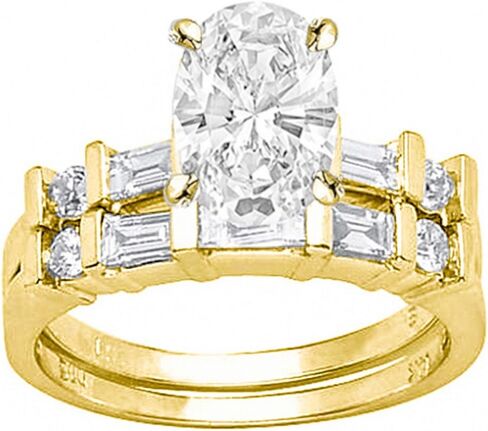 14K White Gold 3.75 Carat LAB GROWN DIAMOND Channel Set Baguette And Round Oval Cut Diamond Engagement Ring Bridal Wedding Set (G-H Color VS1-VS2 Clarity 3 Ct Center) in Saudi Arabia