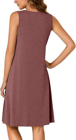 Rooscier Women's V Neck Sleeveless Nightshirt Pleated Mini Nightgowns Sleepwear in Saudi Arabia