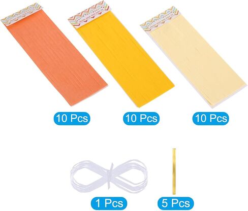 MECCANIXITY 30Pcs Light Yellow,Dark Yellow,White Tassel Garland Banner with Rope Tissue Paper Tassels Party DIY Kits for Anniversary Wedding Birthday Party in Saudi Arabia