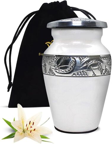 Urn for Human Ashes - Cremation Urns for Women & Men Ashes - Handcrafted Funeral Urns for Ashes Male & Female - Honor Your Loved One with Memorial Urns for Boy, Girl & Infants (White, Large) in Saudi Arabia