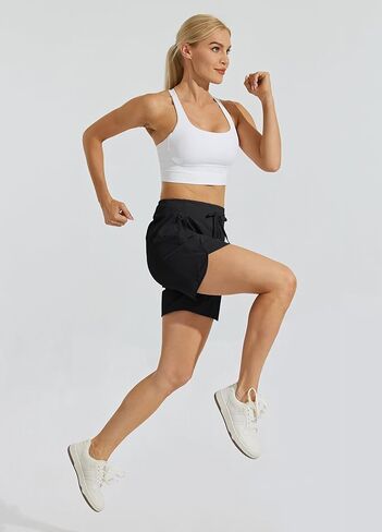 شورت رياضي للجري للنساء من Willit، شورت للتمرين والمشي لمسافات طويلة، أسود M in Kuwait