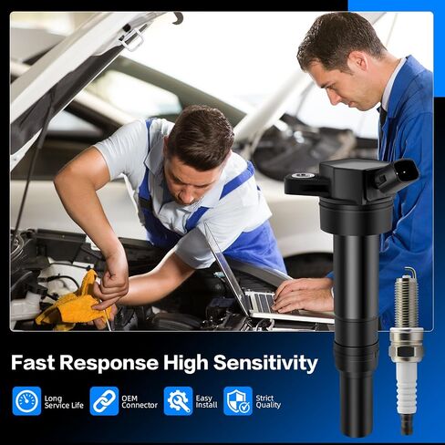 Automotive Replacement Spark Plugs and Coil Packs Kit UF652 & 93815 Compatible with Hyundai Veloster 2012-2017, Accent & Kia Rio Soul 2012-2019, 1.6L Naturally Aspirated (UF652 & 93815) in Saudi Arabia
