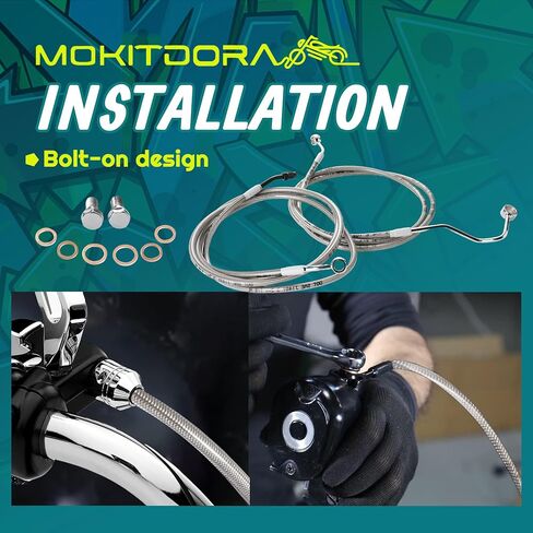 طقم كابل المقود مقاس 12 بوصة من MoKitDora قابض هيدروليكي وخطوط فرامل علوية لـ Harley Touring 2014-2016 Street Glide FLHX Electra Glide FLHT مع ABS، كروم in Saudi Arabia