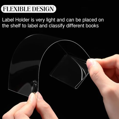 Containlol 50 Pcs Moveable Shelf Label Holders, Clear Bookshelf Label Library Shelf Markers Bookshelf Divider Tags Shelf Label Holders for Library Office Classroom Home (6.5 x 3.54 x 2.36 Inch) in Saudi Arabia