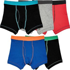Trimfit Boys 100% Cotton Tagless Boxer Briefs 5-Pack, Kids Underwear