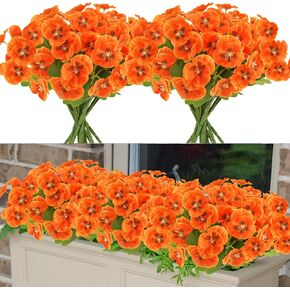6 Bundles Artificial Flowers Pansy, 11.7in Outdoor UV Resistant Fake Small Wild Flower Daisy No Fade Faux Plastic Violets Plants for Home Wedding Table Centerpieces Garden Porch Decor - Red