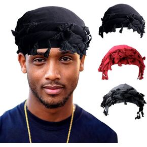 3PCS Turban for Men- Satin-Lined Durag Head Wrap for Fashion & Comfort - Multipurpose Head Scarf for Men and Women in Kuwait