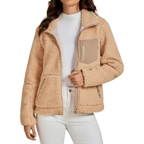 luvamia Sherpa Jackets for Women Trendy Zip Up Long Sleeve Winter Fall Casual Warm Fleece Coat Jackets with Pockets