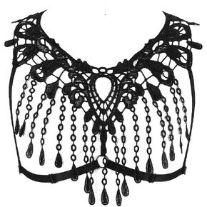 Lace Harness Body Cage Crop Top Bra Sheer Breast Bralette Tassel See Through Lingerie