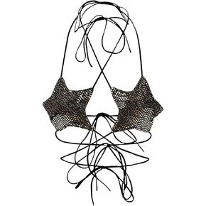 Women's Sequins Halter Triangle Bra Sexy Club Rave Bikini Top Backless Bandeau Strappy Crop Top Lingerie Festival Outfit
