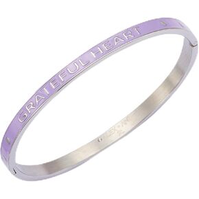 Alex and Ani Grateful Heart, Abundant Life Enamel Hinge Bracelet:Stainless Steel Silver:Purple