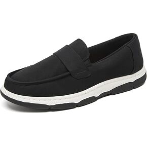 TUOPIN Mens Slip On Shoes,Black Loafers for Men,Canvas Slip On for Men,Casual Comfortable Shoes Fashion Light Weight