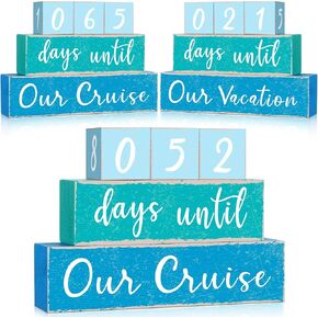 6 Pcs Wooden Countdown Calendar Blocks Reversible Countdown Calendar Ocean Calendar Blocks to Anniversary Decor Birthday Party for Home Desk Shelf Gallery Table Decor