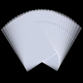 40PCS Plastic Clear Document Folders,with Label Bag,L-Type Clear Plastic Folders Project Pockets for A4/ Letter Size,18C (1.8mm) Thick,Transparent