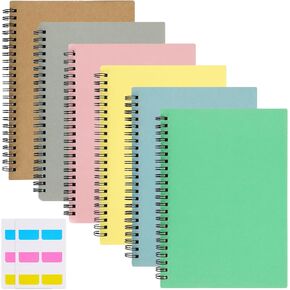 EOOUT 6Pcs Spiral Notebooks for Work, 8.3 x 5.9in A5 Lined Bulk, 160 Pages 80 Sheets Notebook Journals for School, Office, Notes(Plastic Cover)