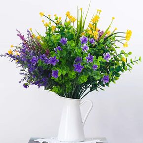 10 Bundles Artificial Flowers Calla Lily, UV Resistant Plastic Fake Flowers Artificial Plants Faux Greenery for Home Garden Planter Porch Outdoor Decor (5 Colors)