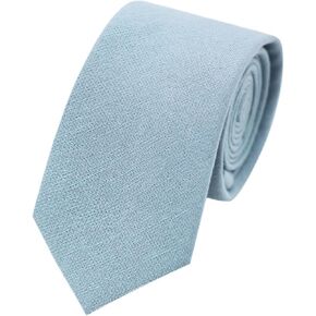 Ties for Men, Cotton Linen Mens Ties Skinny Tie Solid Color Necktie for Wedding Groom Groomsmen