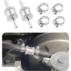 5/16" Check Valves,2PCS Non Return One Way Valves with 4PCS 12mm Adjustable Hose Clamps,Universal Aluminum Fuel Check Valve Auto Parts for Petrol Fuel Diesel Line Oil Water (8mm-5/16")